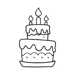 birthday cake icon, birthday cake line art - simple line art of birthday cake, perfect for birthday cake logos and icons