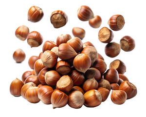 Obraz premium Hazelnuts Falling Brown Nuts Healthy Snack Food Delicious