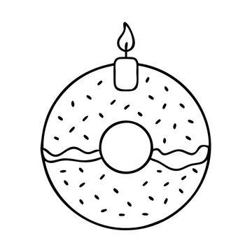 recommend clip art: birthday candle in doughnut icon, birthday candle in doughnut line art - simple line art of birthday candle in doughnut, perfect for birthday candle in doughnut logos and icons