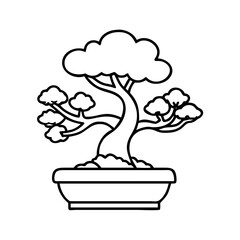 bonsai tree icon, bonsai tree line art - simple line art of bonsai tree, perfect for bonsai tree logos and icons