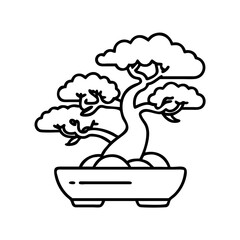 bonsai tree icon, bonsai tree line art - simple line art of bonsai tree, perfect for bonsai tree logos and icons