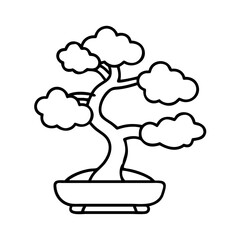 bonsai tree icon, bonsai tree line art - simple line art of bonsai tree, perfect for bonsai tree logos and icons