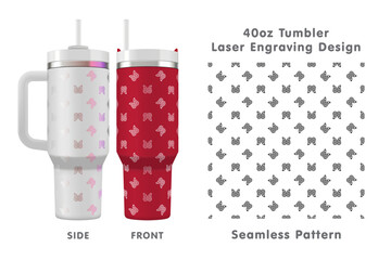 Paisley bandana tileable pattern. Seamless laser engraving design for 40oz tumbler. Full tumbler wrap. Vector illustration.