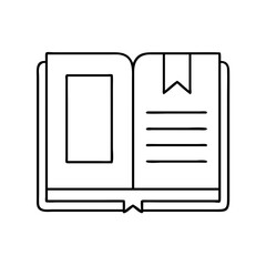 bookmark inside a book icon, bookmark inside a book line art - simple line art of bookmark inside a book, perfect for bookmark inside a book logos and icons