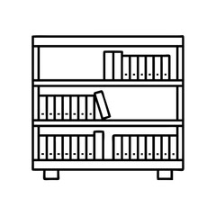 bookshelf icon, bookshelf line art - simple line art of bookshelf, perfect for bookshelf logos and icons