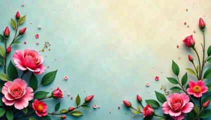 Fototapeta premium Subtle repeating floral motif on textured backdrop, elegant, background, seamless