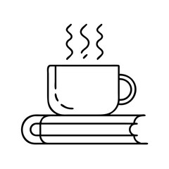 book with coffee steam icon, book with coffee steam line art - simple line art of book with coffee steam, perfect for book with coffee steam logos and icons