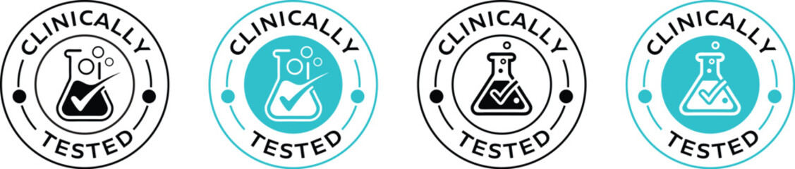 Clinically Tested Black and Blue Circle Badges