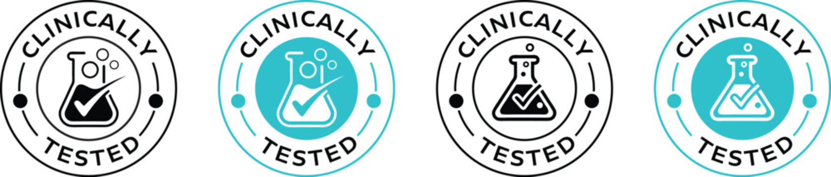 Clinically Tested Black and Blue Circle Badges