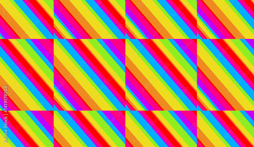 Poster colorful rainbow stripes creating a vibrant and dynamic checkered pattern