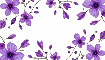 Elegant seamless pattern of purple flowers on a white background, elegant, white