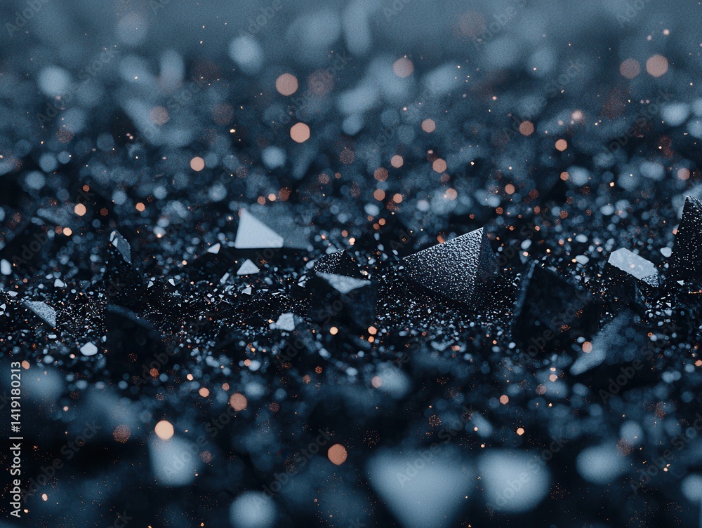 Aufkleber dark textured surface with shimmering particles and broken shapes