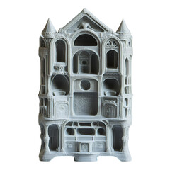 3D Printed Gothic Style Building Model Intricate Design