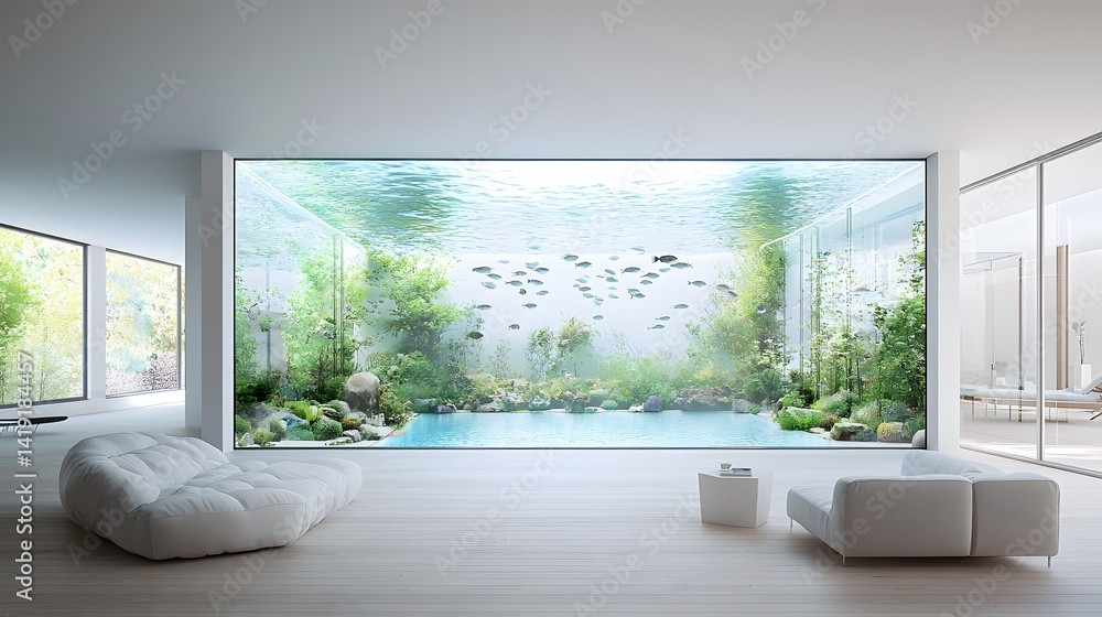 Poster transparent pool with a crystal clear underwater view creating a mesmerizing and serene ambiance in 