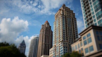 Modern high-rise buildings against a partly cloudy sky (1)