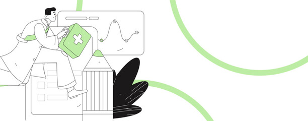 Medical characters fighting the epidemic flat vector concept operation hand drawn illustration
