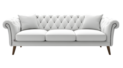 modern white sofa isolated on white background, high-definition, realistic look