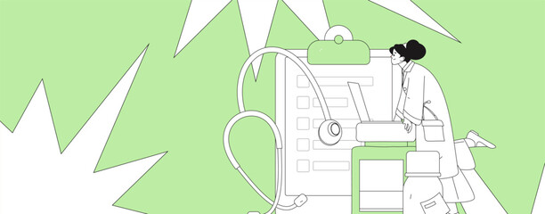 Medical characters fighting the epidemic flat vector concept operation hand drawn illustration
