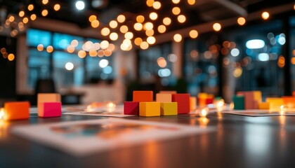Colorful blocks on table in office