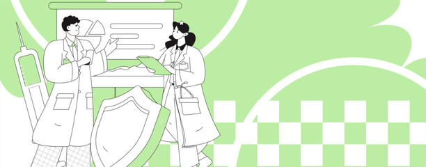 Medical characters fighting the epidemic flat vector concept operation hand drawn illustration
