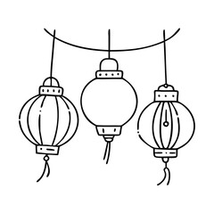 bright colored lanterns icon, bright colored lanterns line art - simple line art of bright colored lanterns, perfect for bright colored lanterns logos and icons