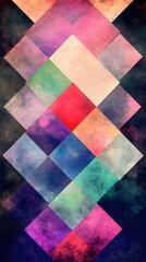 Abstract Geometric Diamond Pattern, Colorful Vintage Texture Background