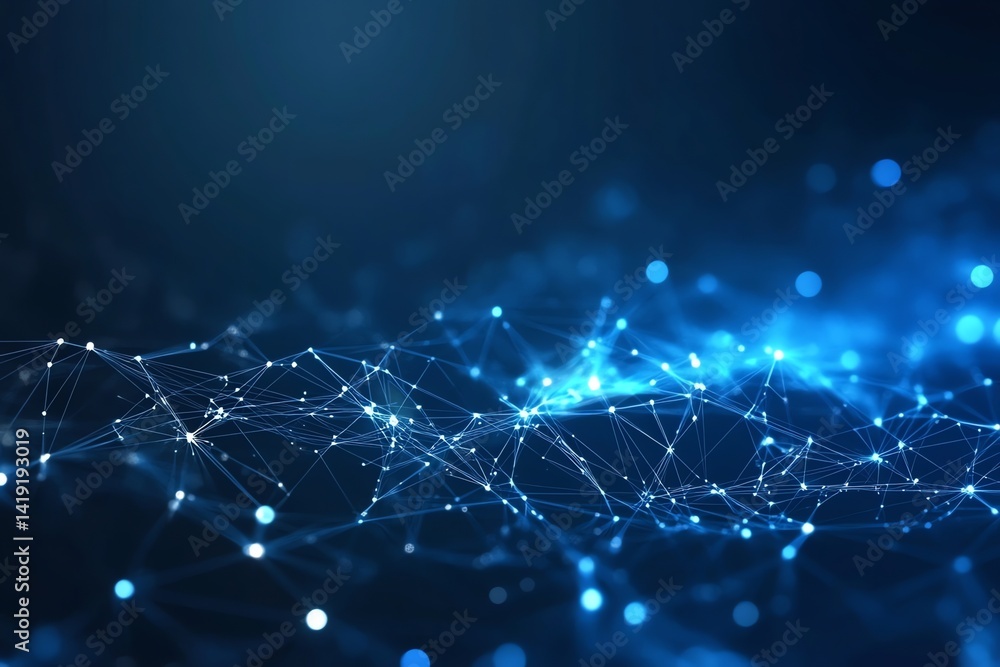 Aufkleber glowing blue network with connecting dots creates a futuristic and technological feel. perfect for t