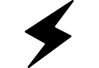 a black lightning bolt icon on a transparent background