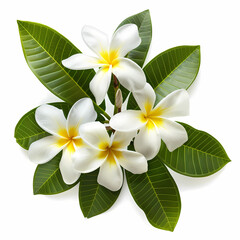 Fototapeta premium Tropical white flowers with vibrant yellow centers lush green leaves natural beauty and exotic elegance