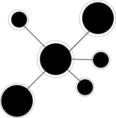 Black chemistry molecule icon on transparent background