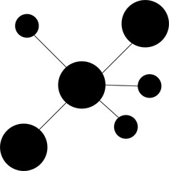 Black chemistry molecule icon on transparent background