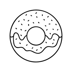 chocolate doughnut icon, chocolate doughnut line art - simple line art of chocolate doughnut, perfect for chocolate doughnut logos and icons