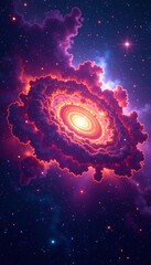 Fototapeta premium Vibrant galaxy nebula with swirling colors in outer space, astronomy, colorful