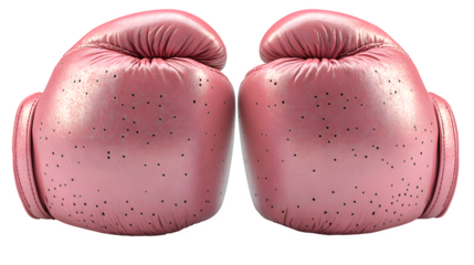 pink boxing gloves with realistic fabric texture, isolated on white background