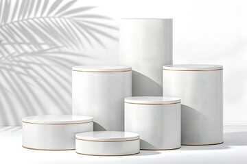 White cosmetic containers, including jars and bottles, isolated for beauty and skin care products
