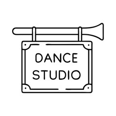 dance studio sign icon, dance studio sign line art - simple line art of dance studio sign, perfect for dance studio sign logos and icons