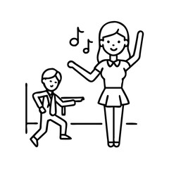 dance teacher icon, dance teacher line art - simple line art of dance teacher, perfect for dance teacher logos and icons