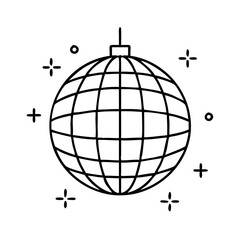 disco ball icon, disco ball line art - simple line art of disco ball, perfect for disco ball logos and icons