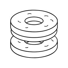 double doughnut stack icon, double doughnut stack line art - simple line art of double doughnut stack, perfect for double doughnut stack logos and icons