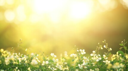 Fototapeta premium Soft sunlight filtering through blooming flowers