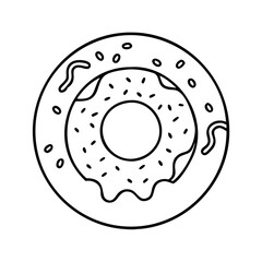 doughnut with fruit topping icon, doughnut with fruit topping line art - simple line art of doughnut with fruit topping, perfect for doughnut with fruit topping logos and icons
