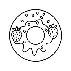 doughnut with fruit topping icon, doughnut with fruit topping line art - simple line art of doughnut with fruit topping, perfect for doughnut with fruit topping logos and icons