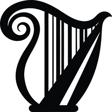 recommend clip art: Irish harp silhouette, Celtic harp vector, traditional Irish instrument clipart