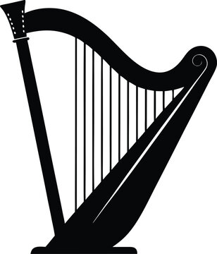 recommend clip art: Irish harp silhouette, Celtic harp vector, traditional Irish instrument clipart