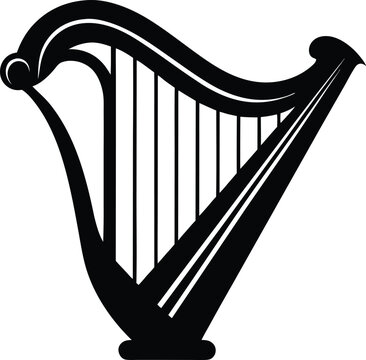 recommend clip art: Irish harp silhouette, Celtic harp vector, traditional Irish instrument clipart