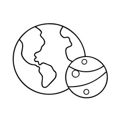 earth and moon icon, earth and moon line art - simple line art of earth and moon, perfect for earth and moon logos and icons