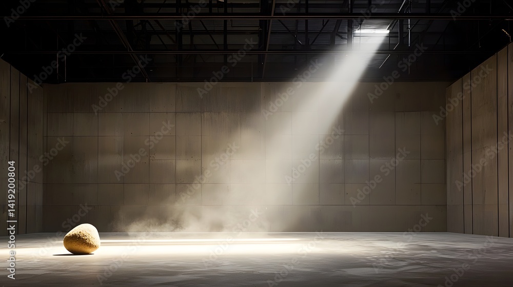 Poster enchanting scene of mesmerizing floating dust particles illuminated by a strong beam of sunlight str