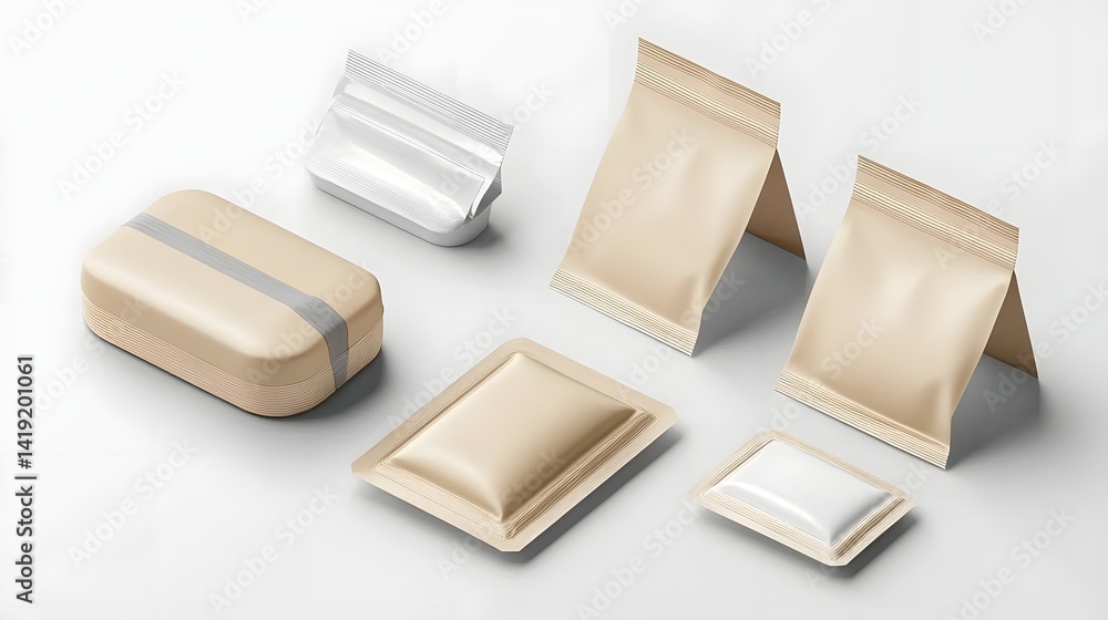 Poster minimalist and modern packaging design layout with clean geometric shapes and abstract elements for 