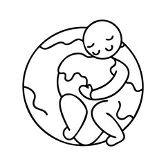 earth hugging itself icon, earth hugging itself line art - simple line art of earth hugging itself, perfect for earth hugging itself logos and icons