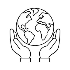 earth in hands icon, earth in hands line art - simple line art of earth in hands, perfect for earth in hands logos and icons